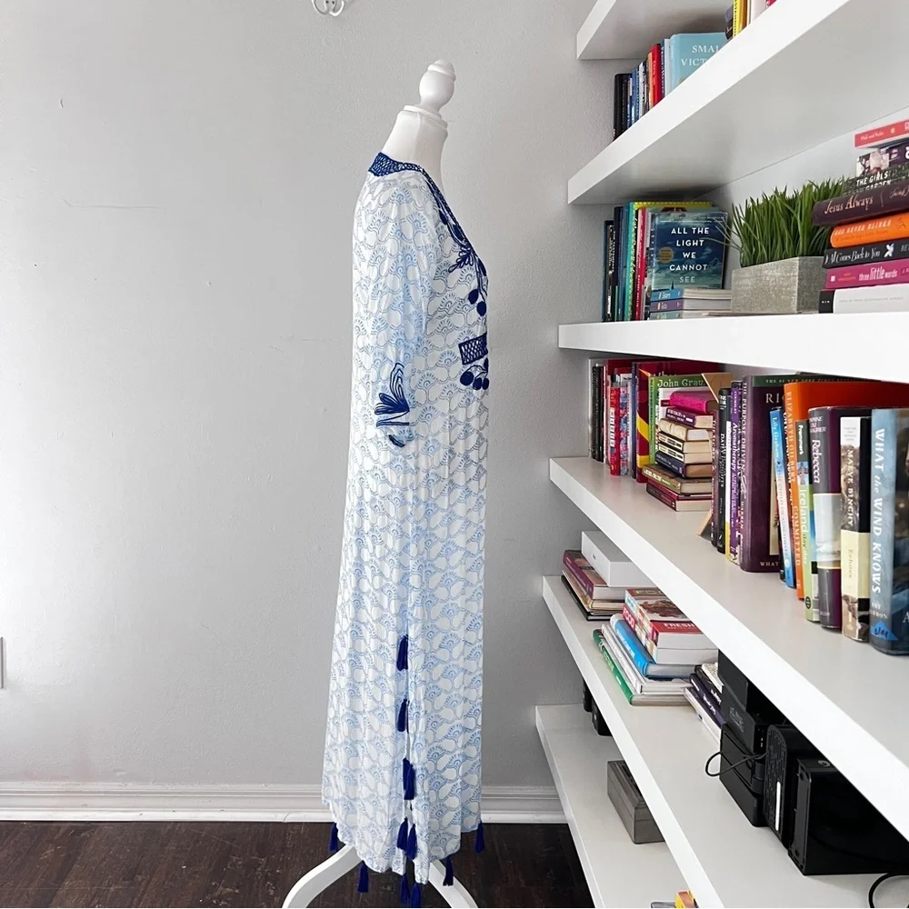 Roberta Roller Rabbit Blue Boho Long Sleeve Tunic Cover Up Dress XS - Picture 7 of 12